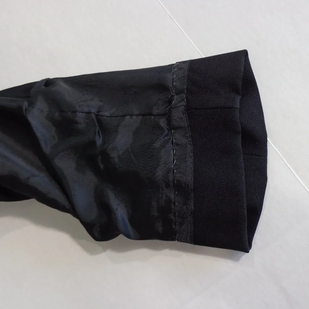 Perry Ellis Black Wool Tuxedo Jacket with Satin Peak Lapels Wedding Prom Sz 42 S